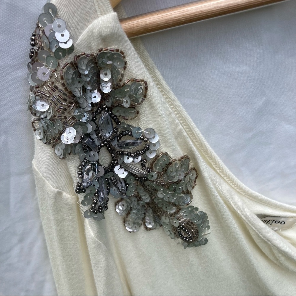 Vertigo Paris NWT cream one shoulder dress with ruching and sequins, size XL - Picture 2 of 11